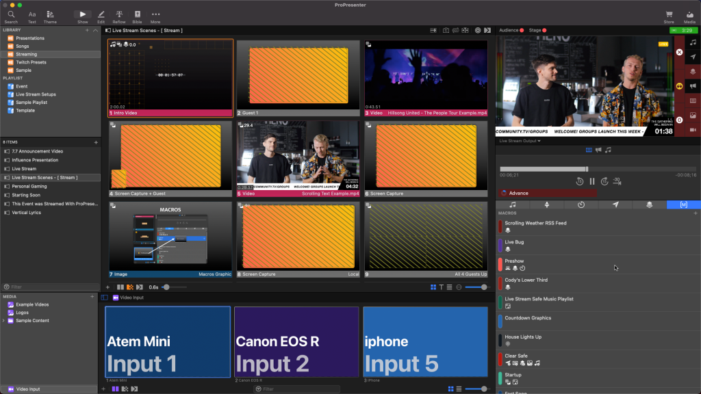 Layout of ProPresenter for Live Streaming
