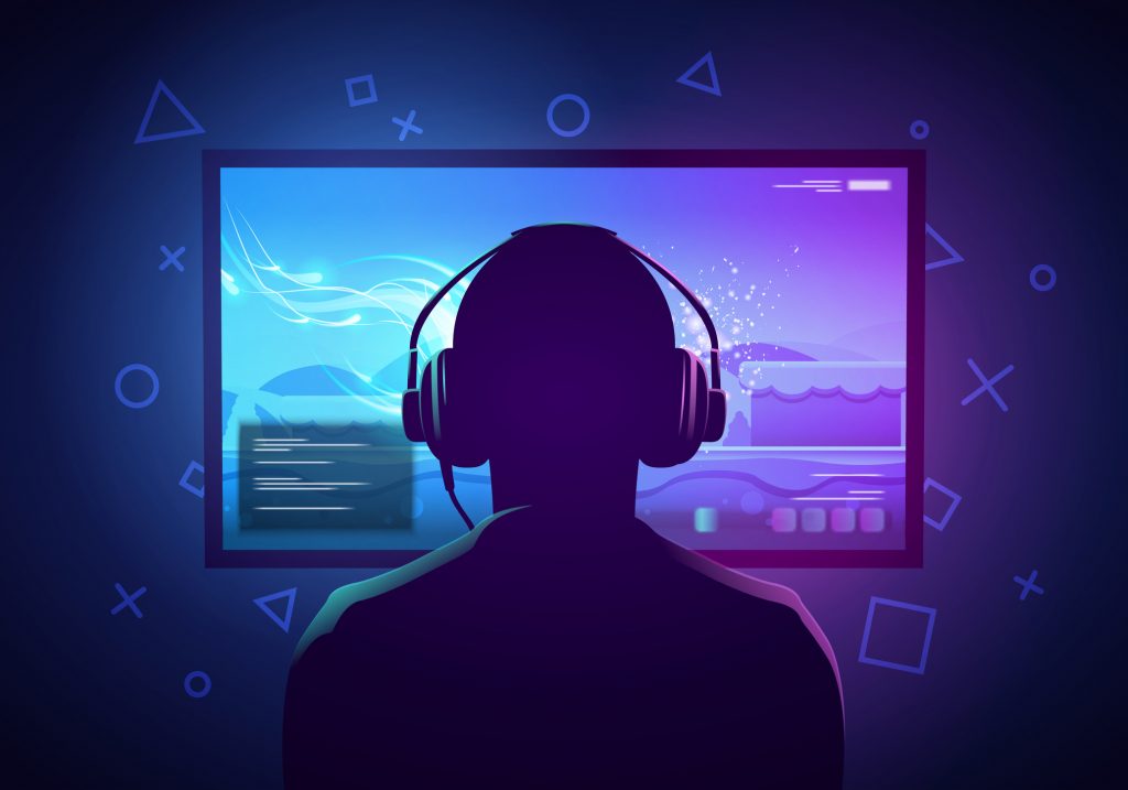 Illustration of Young Video Gamer Streaming on Twitch