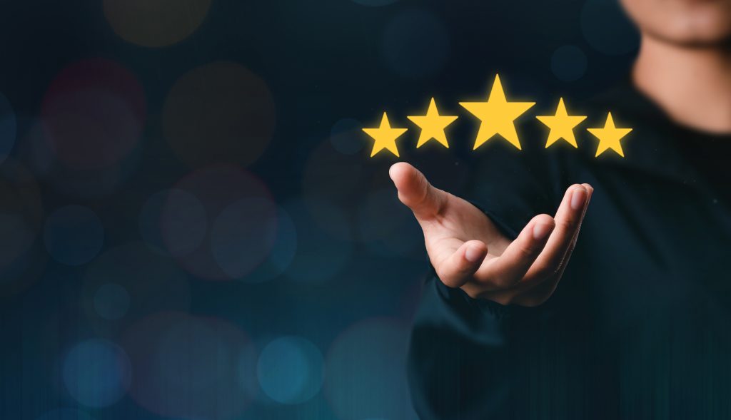 five star rating excellent award service rating Satisfaction Concept comment