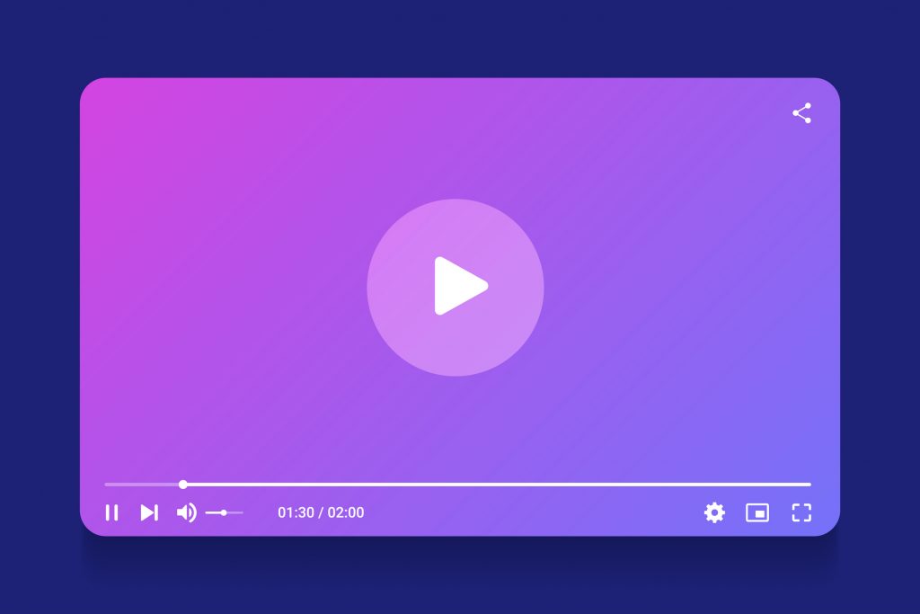 Video player interface isolated on white background. Video streaming template.